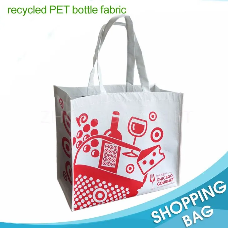 Švino nemokamai po vartojimo perdirbto plastiko buteliuose RPET Shopper pakartotinai naudoti ekologiškas Tote rankinė pagaminta Kinijoje